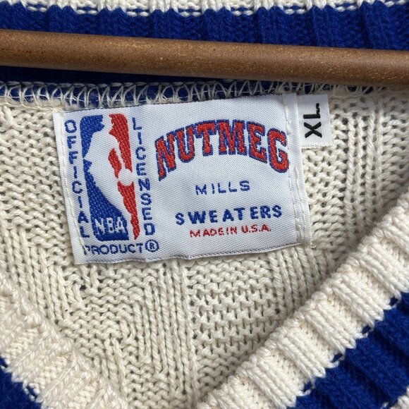 Vintage Nutmeg Mills NBA Knit Sweater Mens XL 23.5x27.5 V Neck New With Tags - Picture 5 of 8